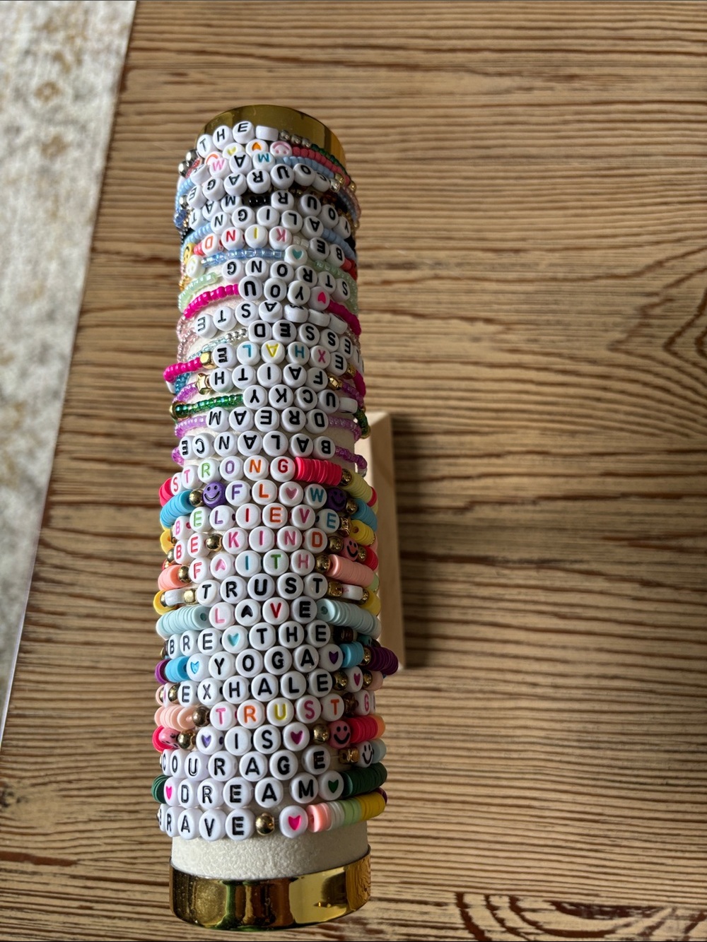 Personalized Multicolor Letter Bead Bracelet Stack - “brave”